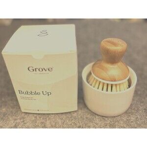 Grove Collaborative BUBBLE UP White Dish Soap Dispenser & Brush Set *New In Box*